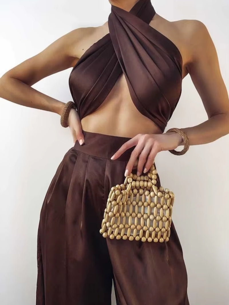 Chic and Sexy Women's Satin Bodycon Jumpsuit - Perfect for Summer Workouts and Fashion Forward Looks