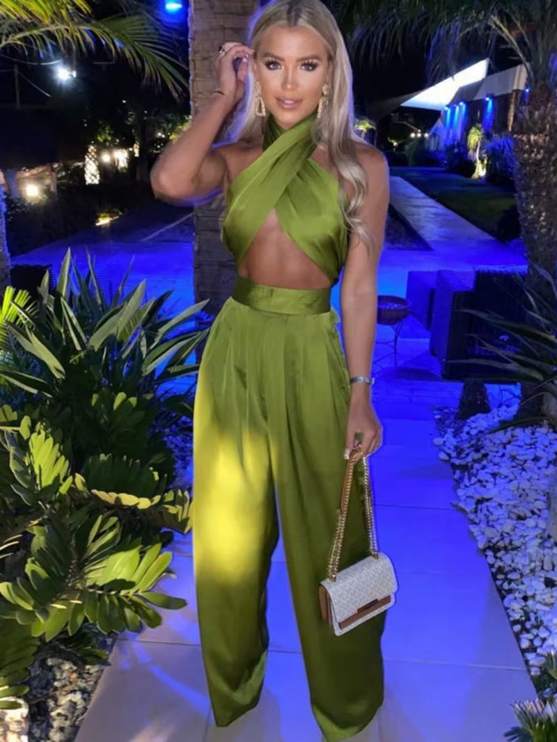 Chic and Sexy Women's Satin Bodycon Jumpsuit - Perfect for Summer Workouts and Fashion Forward Looks