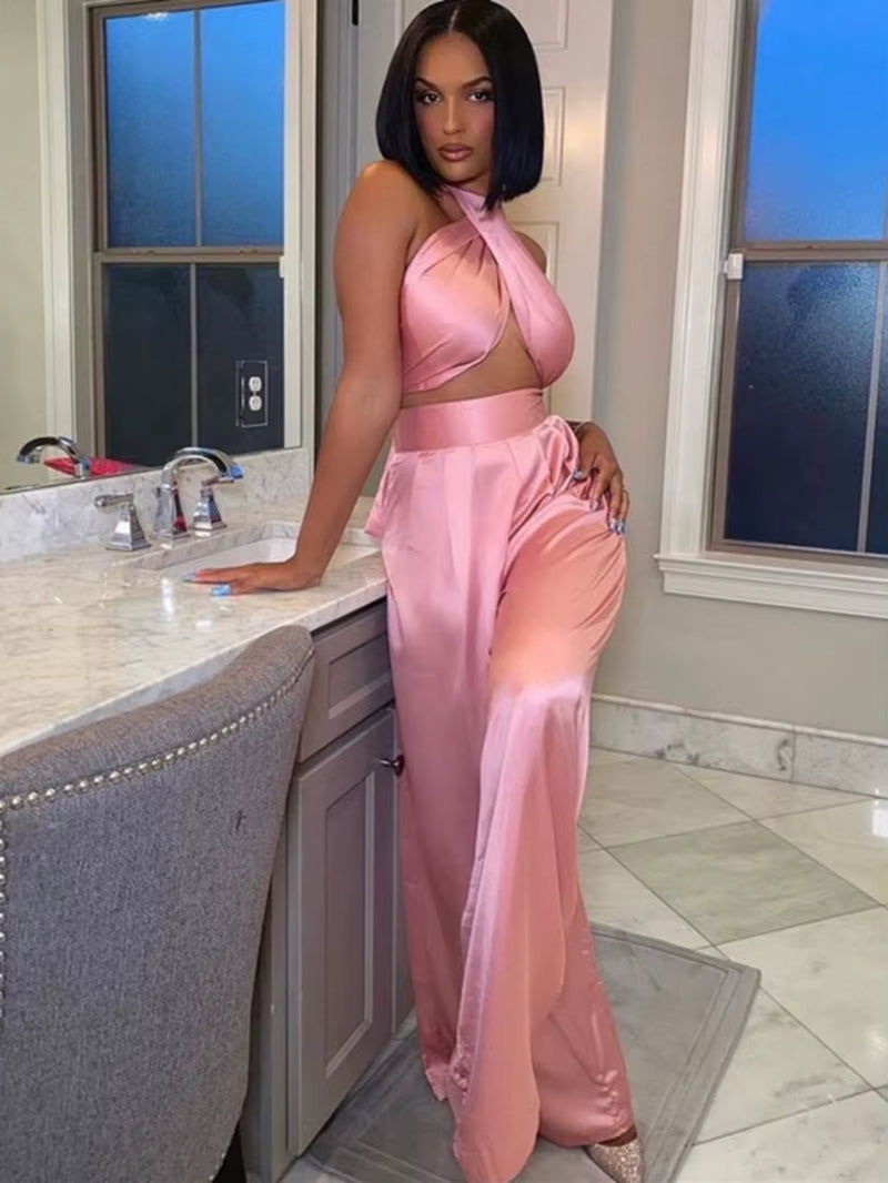 Chic and Sexy Women's Satin Bodycon Jumpsuit - Perfect for Summer Workouts and Fashion Forward Looks