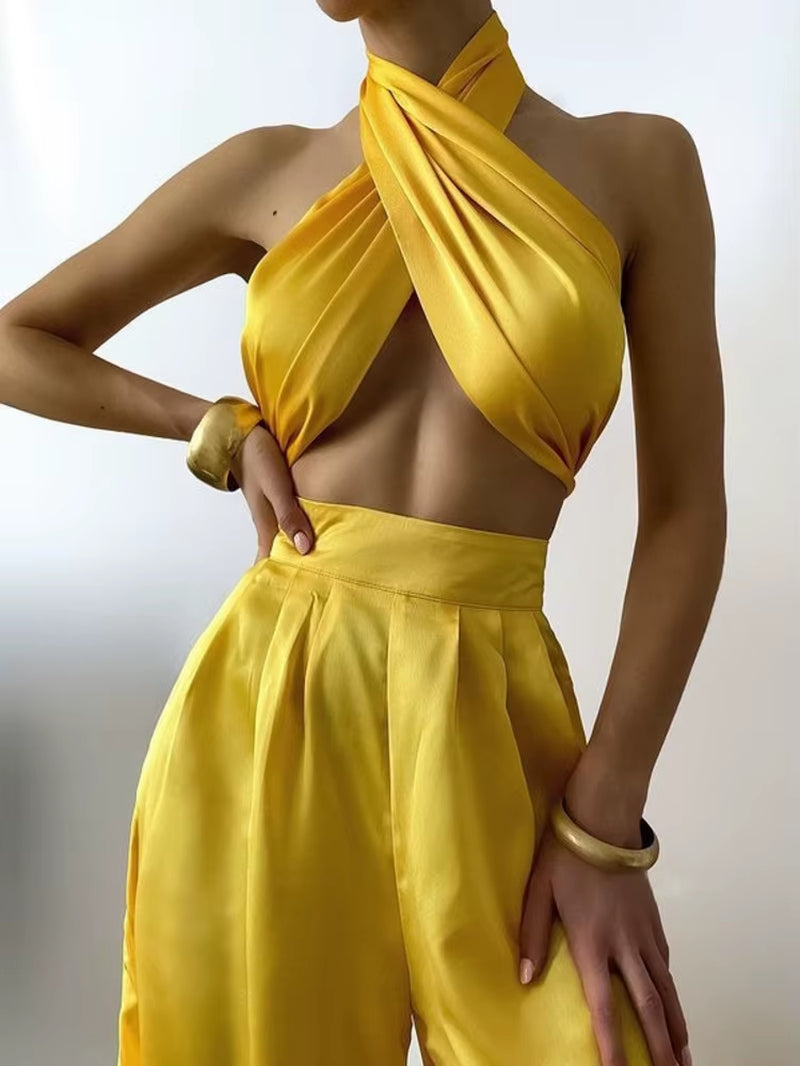 Chic and Sexy Women's Satin Bodycon Jumpsuit - Perfect for Summer Workouts and Fashion Forward Looks