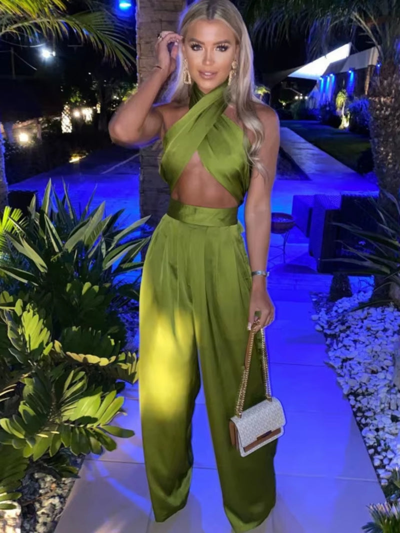 Chic and Sexy Women's Satin Bodycon Jumpsuit - Perfect for Summer Workouts and Fashion Forward Looks